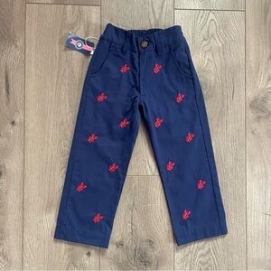 NWT Nantucket Kids New England Lobster Embroidered 3T Cisco Trousers